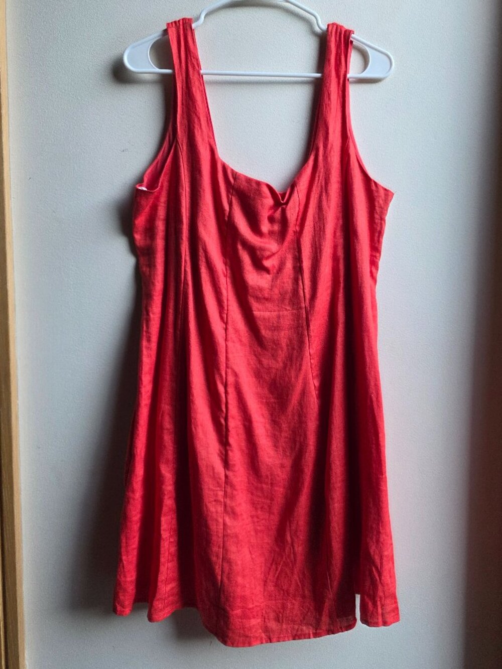 NWT Petal & Pup Hot Red/Orange 100% Linen Summer Dress Size 12